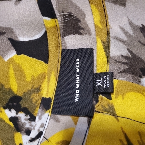 Who What Wear Yellow Floral Print Button Front Blouse Size XL - Picture 5 of 8